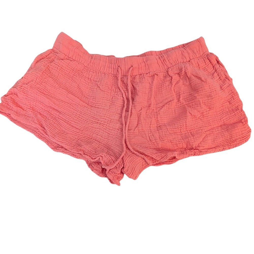 LAKE‎ Pajamas Coral Pink Crinkle Gauze Drawstring Lounge Shorts Women's Size L